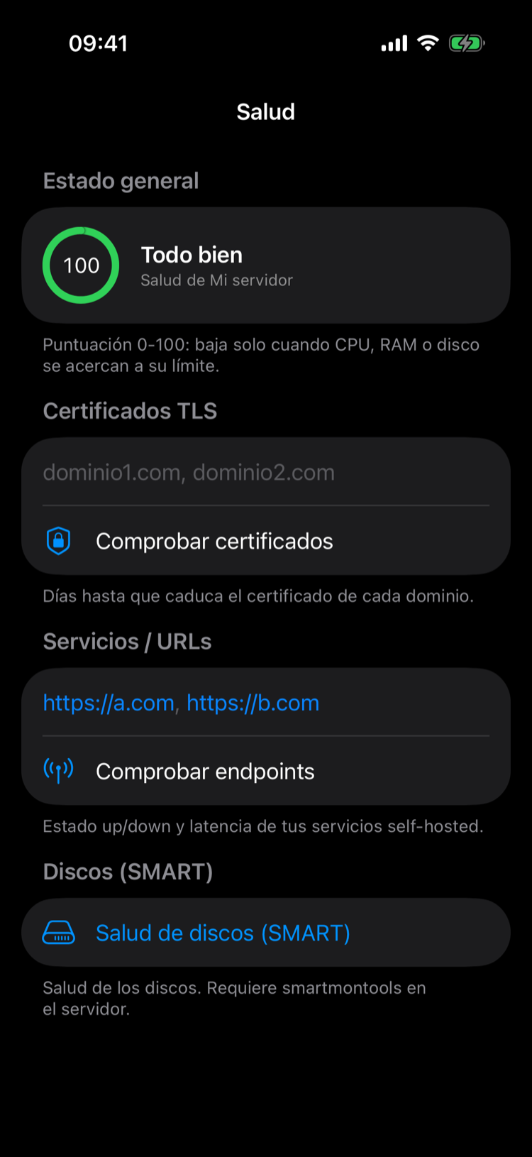 Pantalla de Salud